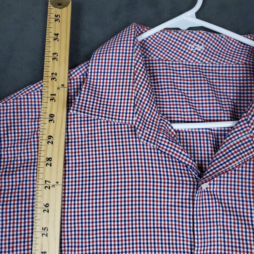 J.Hilburn Shirt Mens 3XL Red White Blue Gingham Long Sleeve Dress Shirt Classic - Picture 11 of 16